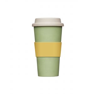 Pastel green, yellow and pink travel cup