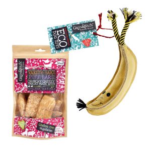 Green & Wilds Dog Gift Set - Barry Banana & & Treat Bag / Chew Option