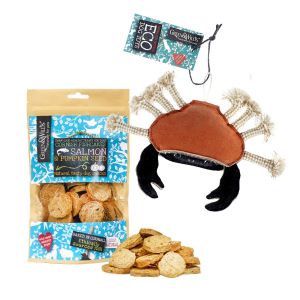 Green & Wilds Dog Gift Set - Carlos Crab & Treat Bag / Chew Option