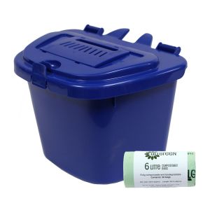 Vented Caddy - Dark Blue - 5L Size & 50x6L Compostable Bags