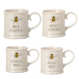 set of four espresso mugs with bee design