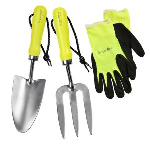 Burgon & Ball FloraBrite Yellow - Gardening Gloves, Trowel & Fork Set