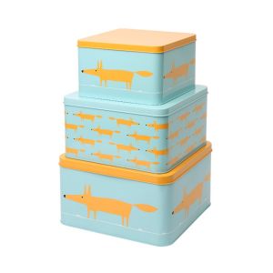 Scion Mr Fox Set of 3 Square Cake Tins - Blue