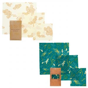 Bee's Wrap Food Covers - 2 x Sets of 3 - Honeycomb & Oceans Design