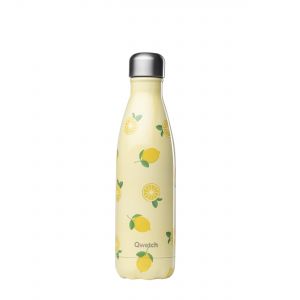 Stainless steel water bottle with lemon artwork
