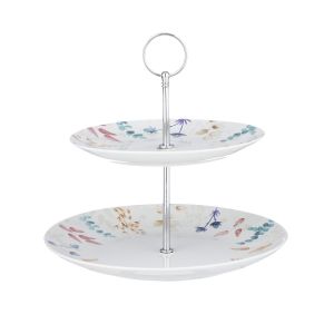 two tier cake serving stand made from porcelain