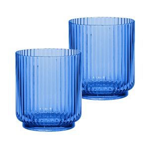 Mesa Acrylic Plastic Ribbed Drinking Tumbler Set - Cobalt Blue - 15oz