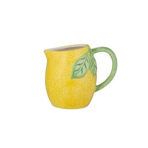 Lemon-shaped milk jug and green leaf design on handle