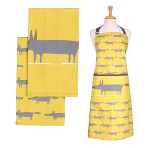 Scion Mr Fox Yellow - Apron & Tea Towels Set
