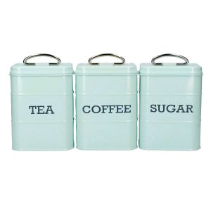 Living Nostalgia Tea, Coffee & Sugar Canisters Set - Vintage Blue