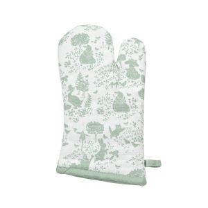 Green and white Peter Rabbit and friends oven glove/gauntlet