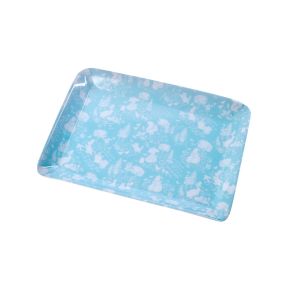 Small blue tray with rabbit design