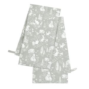 Grey and white Peter Rabbit printed tea towels