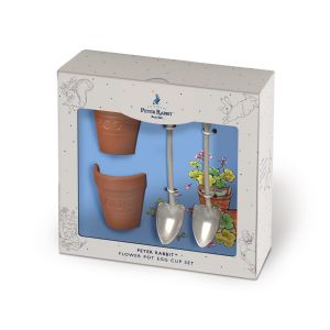 terracotta style egg cups with mini shovel spoons