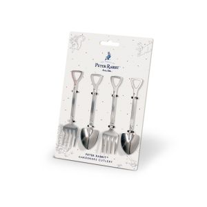 set of four peter rabbit themed mini cutlery
