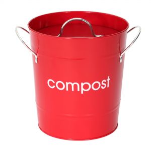 Metal Compost Pail - Red