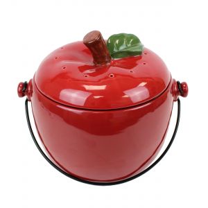 Apple shaped red glazed ceramic food caddy bin.