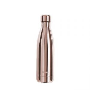 Stainless steel water bottle in metallic rose gold