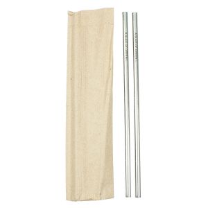 Set of 2 stainless steel straws, in a recyclable paper bag