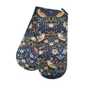 Le Chateau William Morris Strawberry Thief Double Oven Glove - Navy