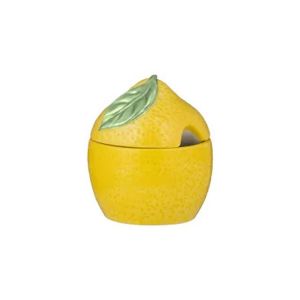Lemon shaped sugar bowl with hole for spoon
