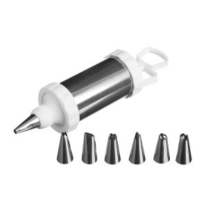 Icing syringe for cake decoration, made from stainless steel and plastic