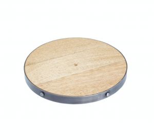 Industrial Round Wooden Teapot Stand 