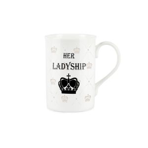 Tall fine china mug with royal print and ladyship text
