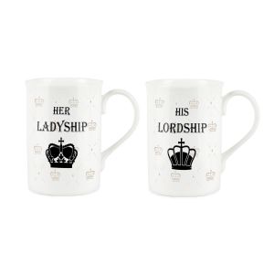 Purely Home Bone China Royal Mug Set - Her Ladyship & His Lordship