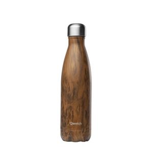 Stainless steel water bottle with metallic wood print