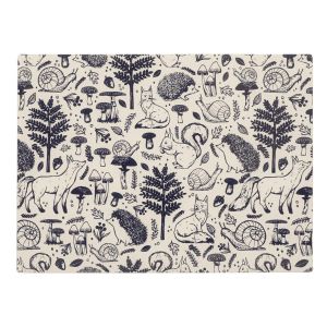a large rectangular glass worktop saver with a woodland creature themed design